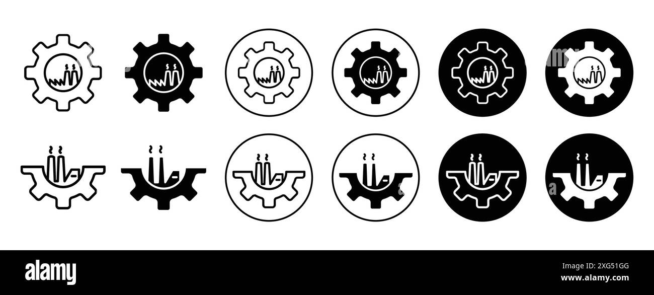factory and gear icon vector logo set collection for web app ui Stock Vector