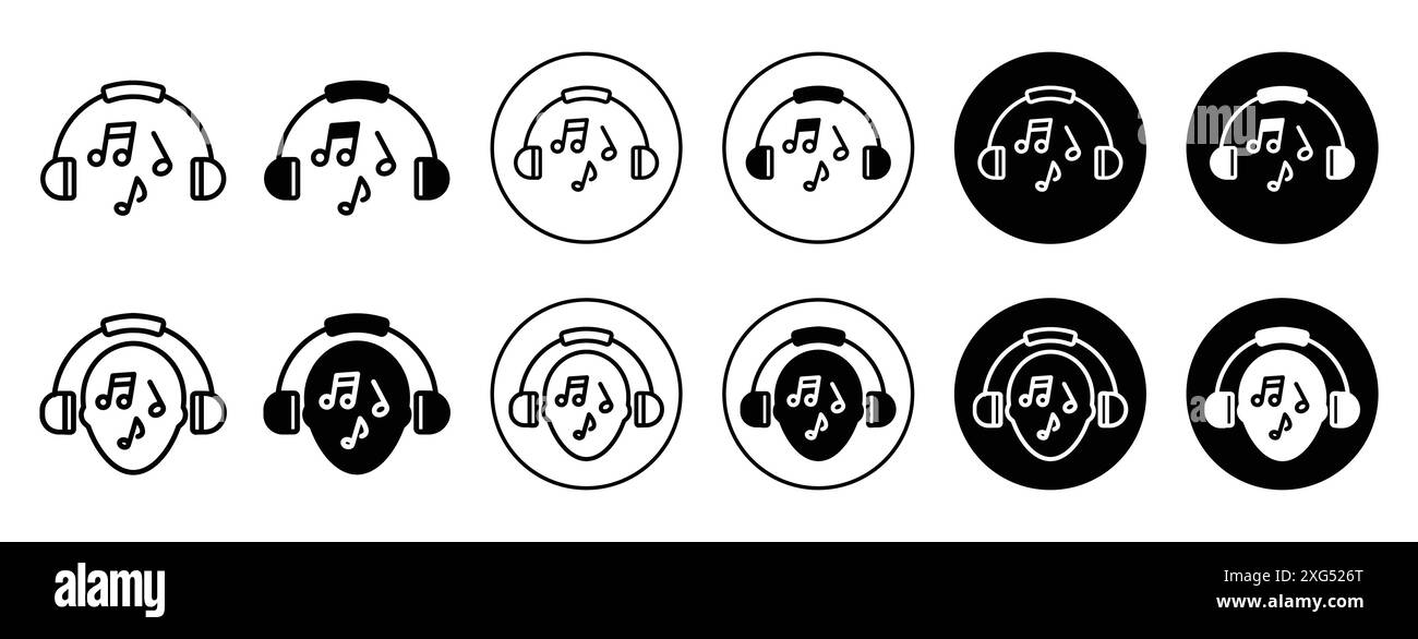 Listen to music icon vector logo set collection for web app ui Stock ...