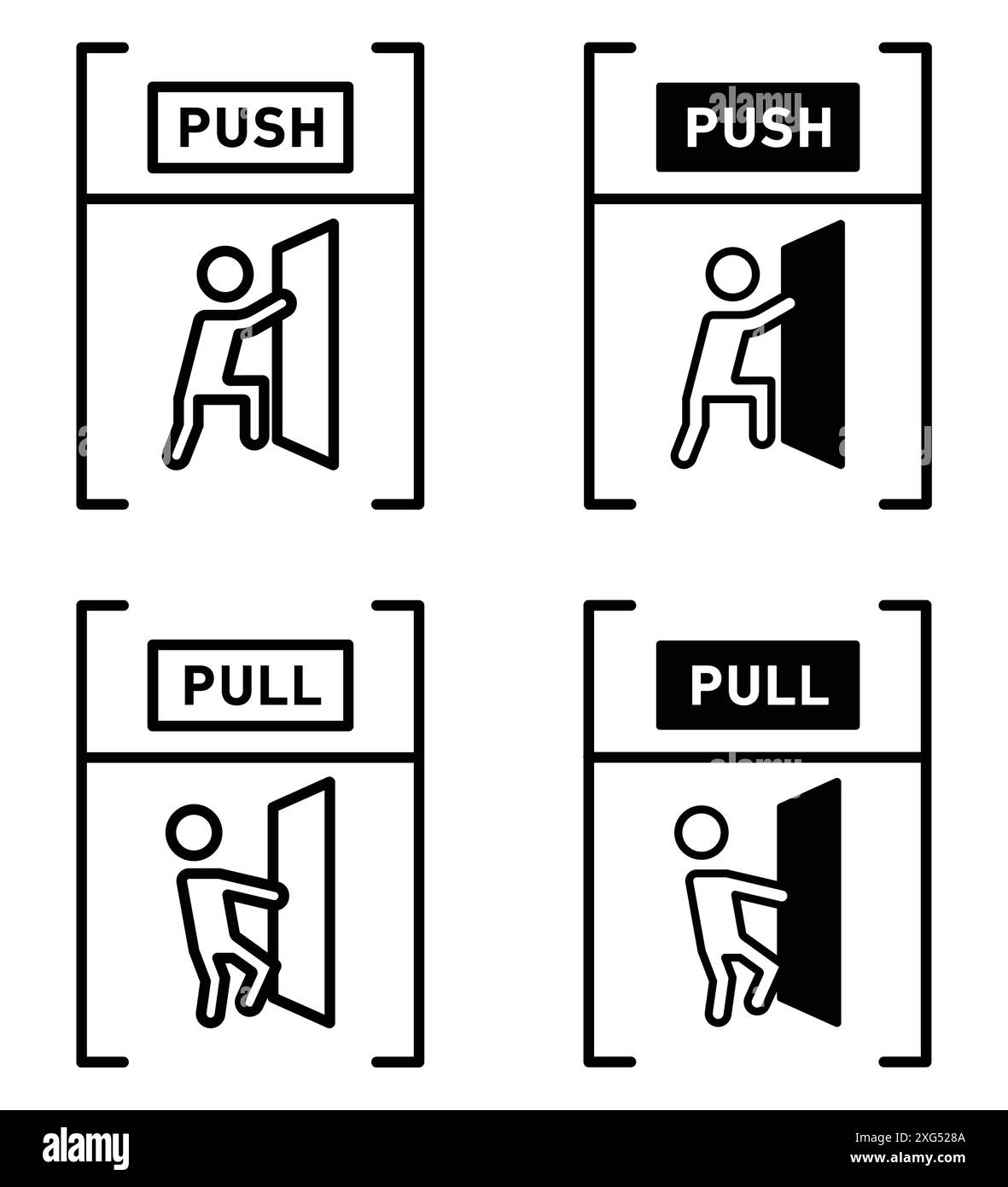 Push and pull sign vector logo set collection for web app ui Stock ...