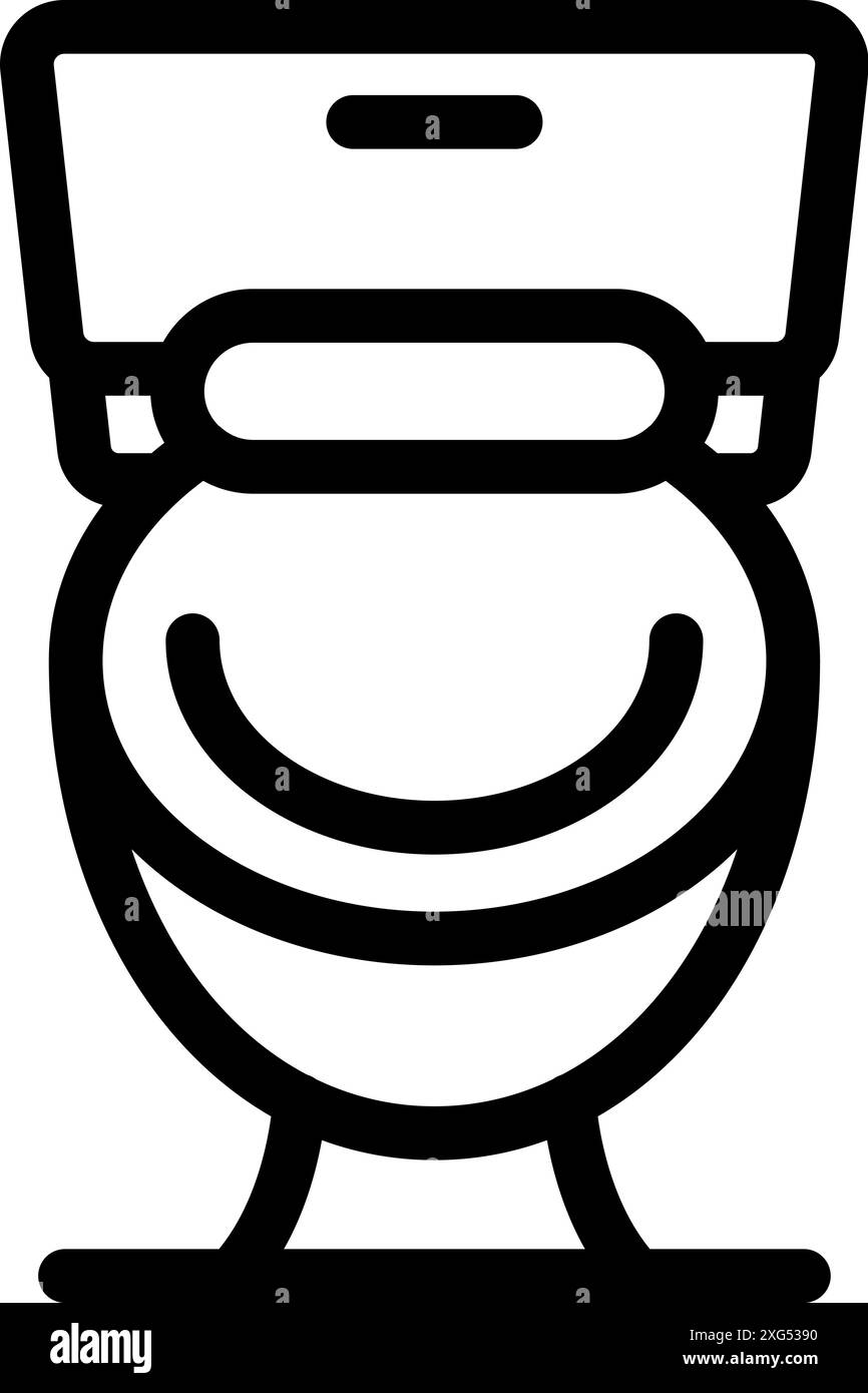 Simple, bold line icon of a toilet bowl, representing bathroom fixtures ...