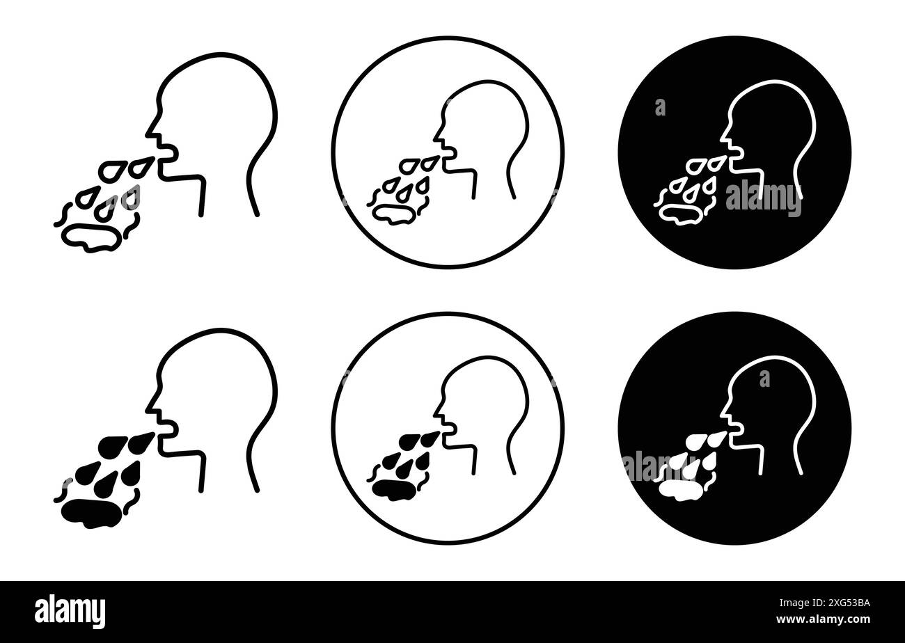 Vomiting man line icon vector logo set collection for web app ui Stock Vector