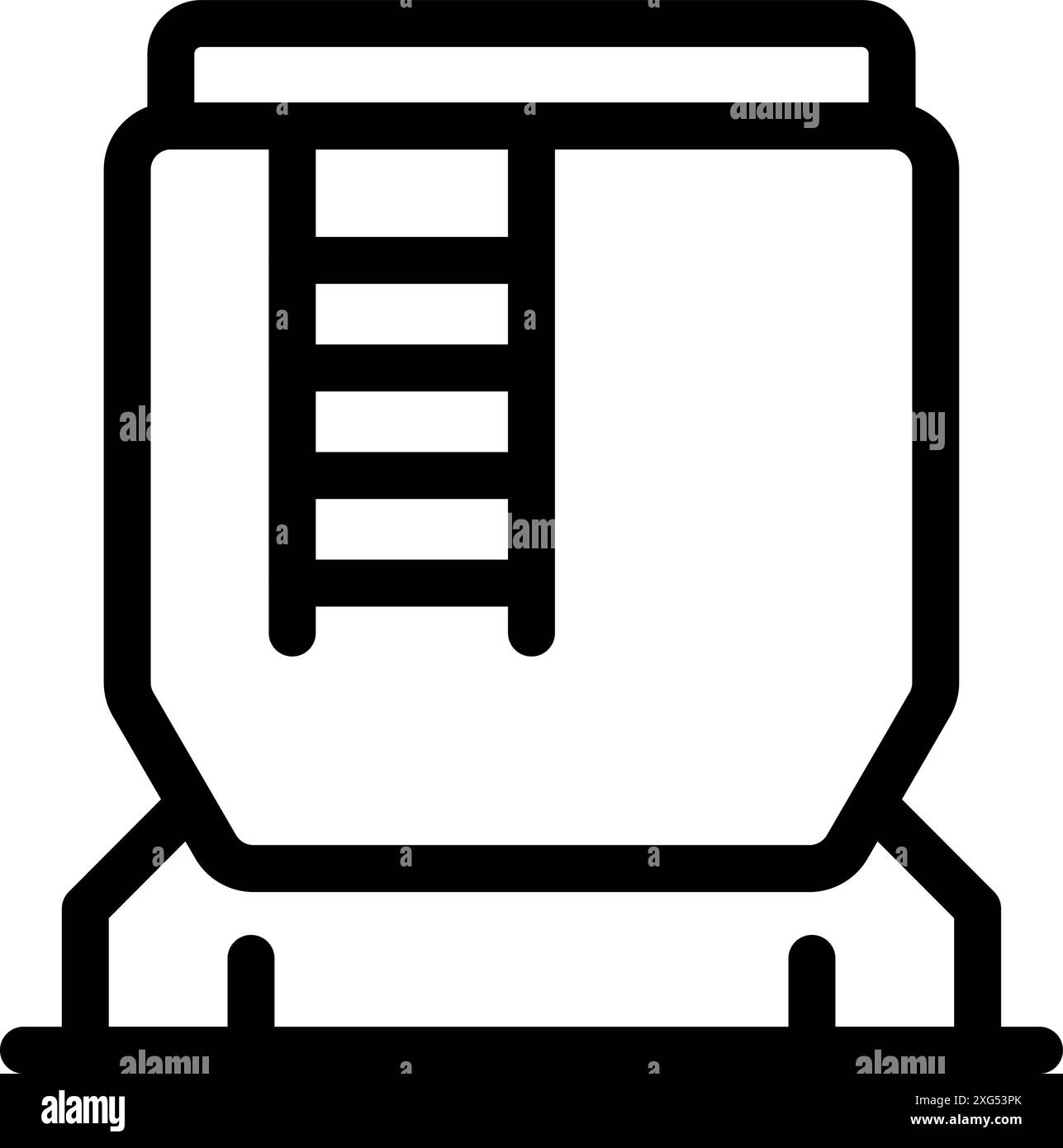 Simple icon depicting an industrial storage tank with a ladder, often used for storing liquids or gases Stock Vector