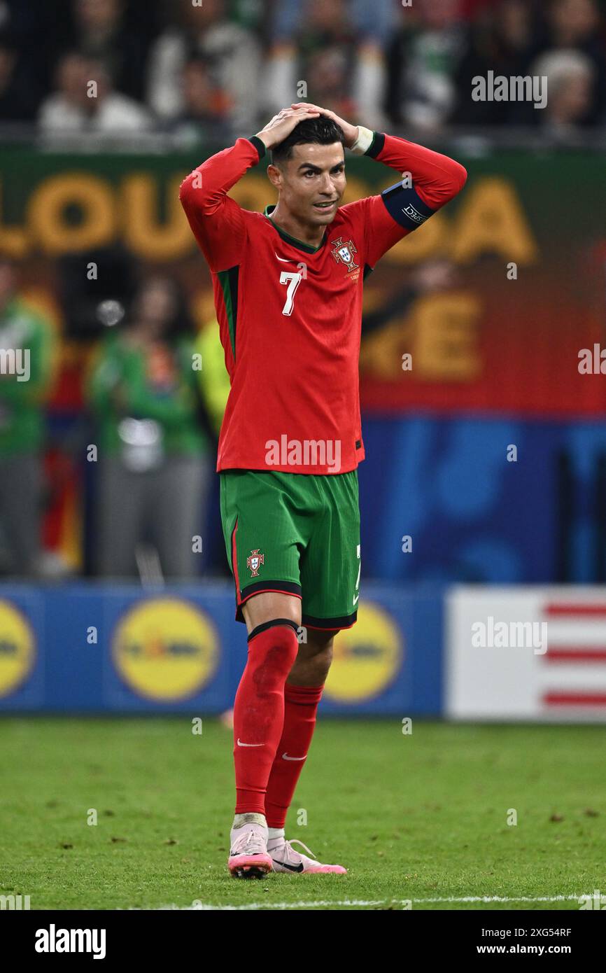HAMBURG, GERMANY - JULY 5: Cristiano Ronaldo of Portugal looks dejected