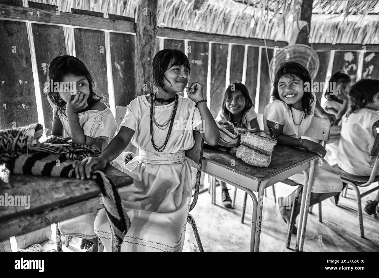 Arahuaco indigenous children at the Jimain rural school near Pueblo