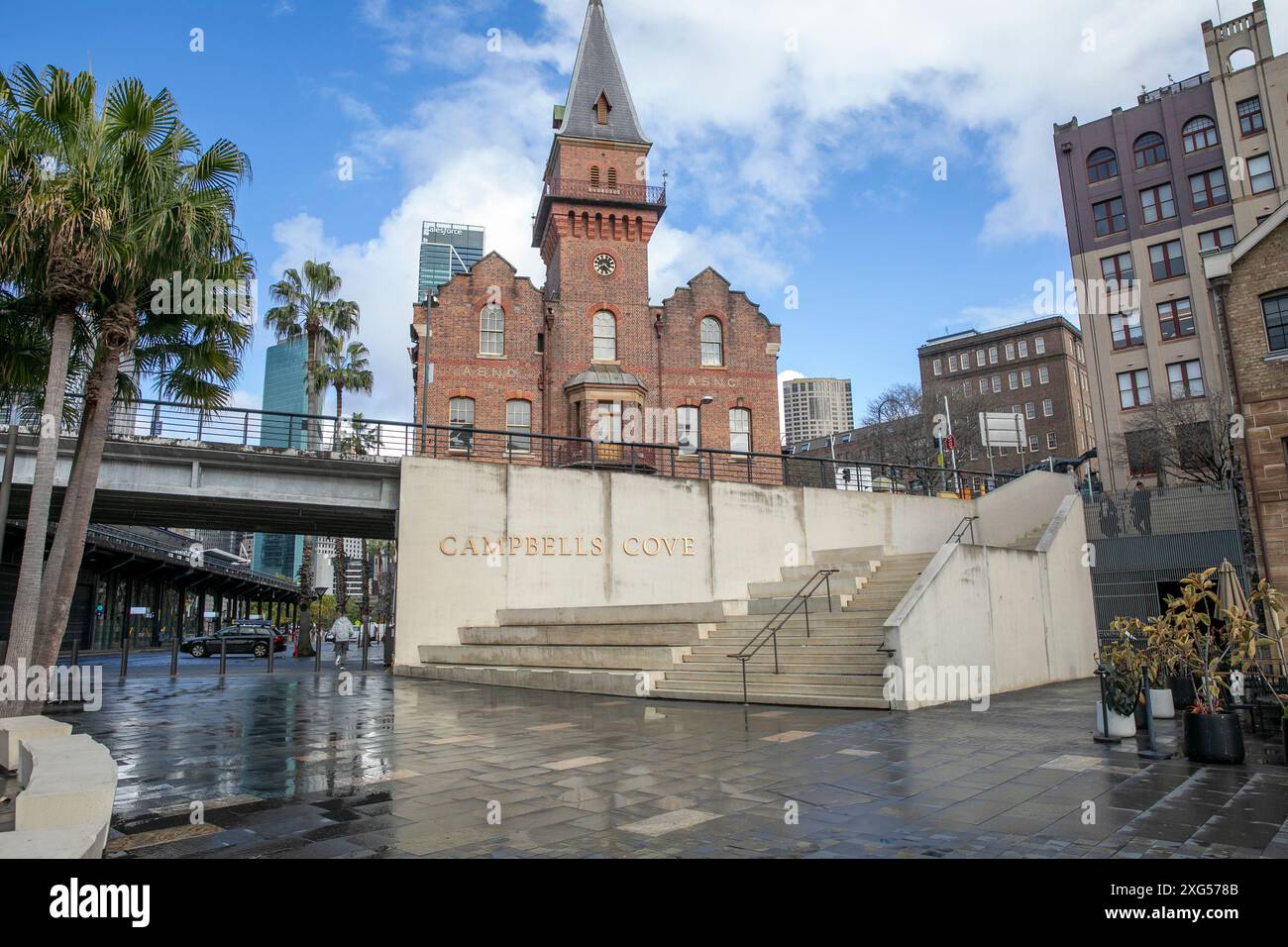 Campbells Cove The Rocks Sydney with Australian Steam Navigation company building, Sydney city centre,NSW,Australia Stock Photo