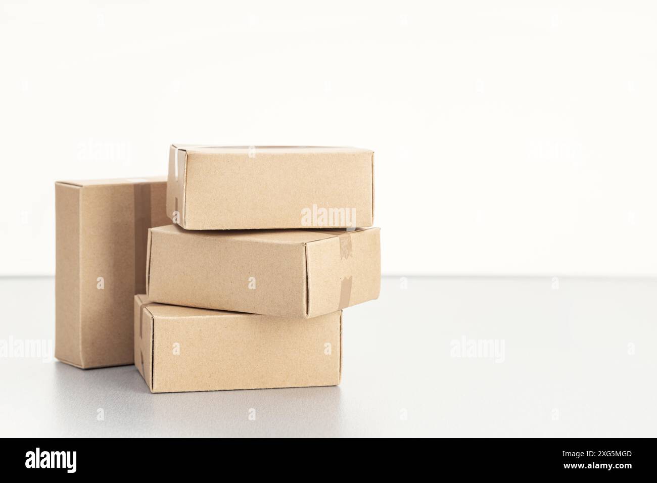 Pile of blank Cardboard boxes isolated. Template Mock up. Copy space ...