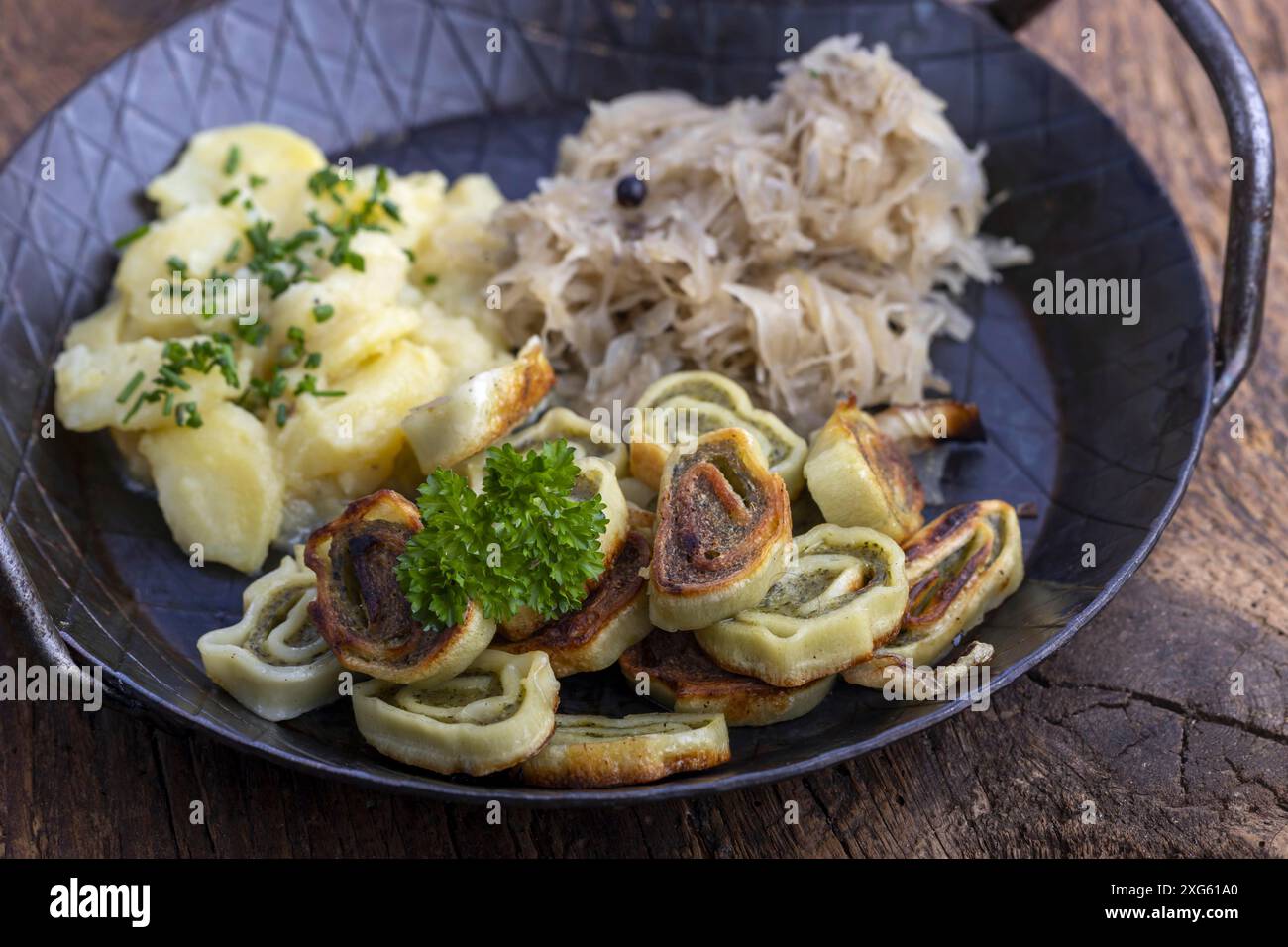Maultaschen in the pan Stock Photo