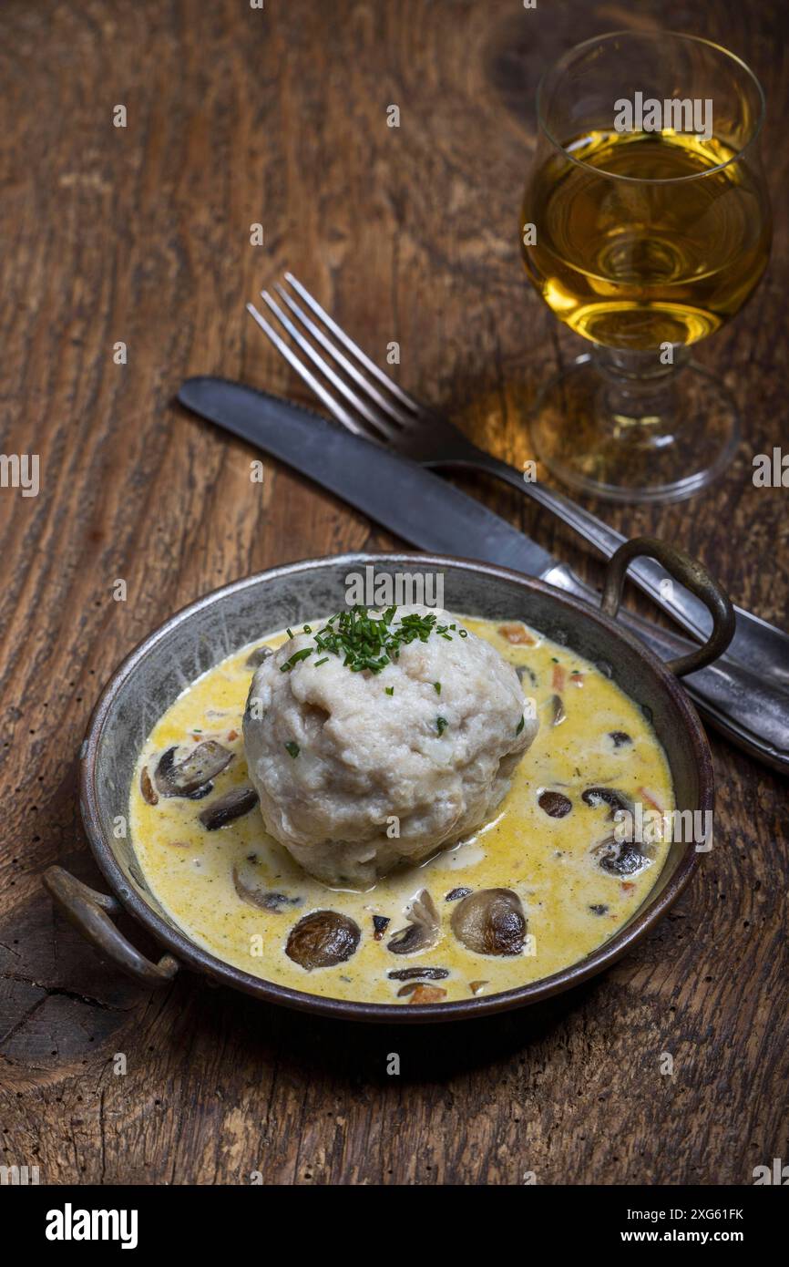Bread dumplings in mushroom sauce Stock Photo