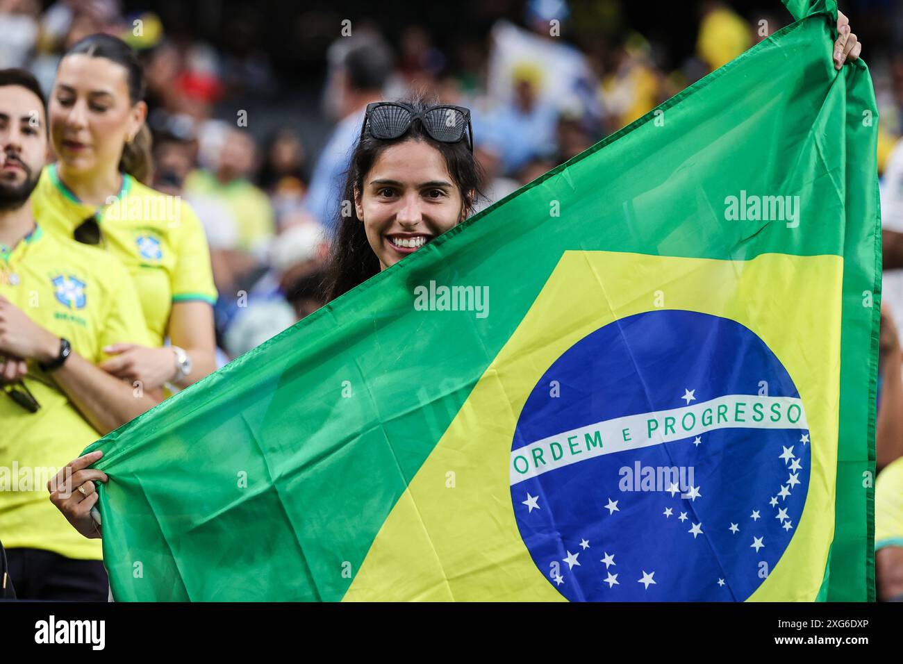 July 06, 2024 A Brazil fan shows support for her team during the