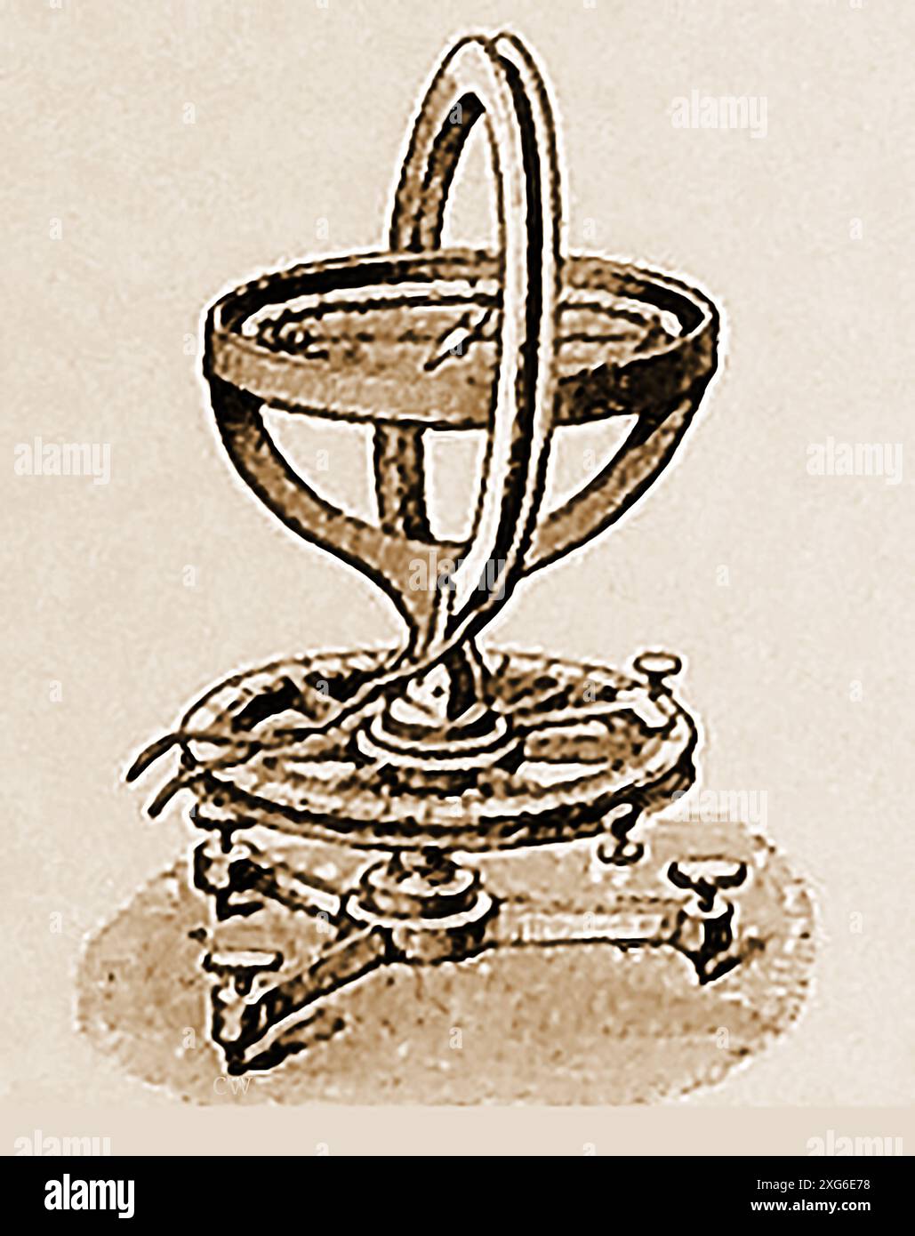 A 19th century engraving showing a Sine Galvanometer Stock Photo