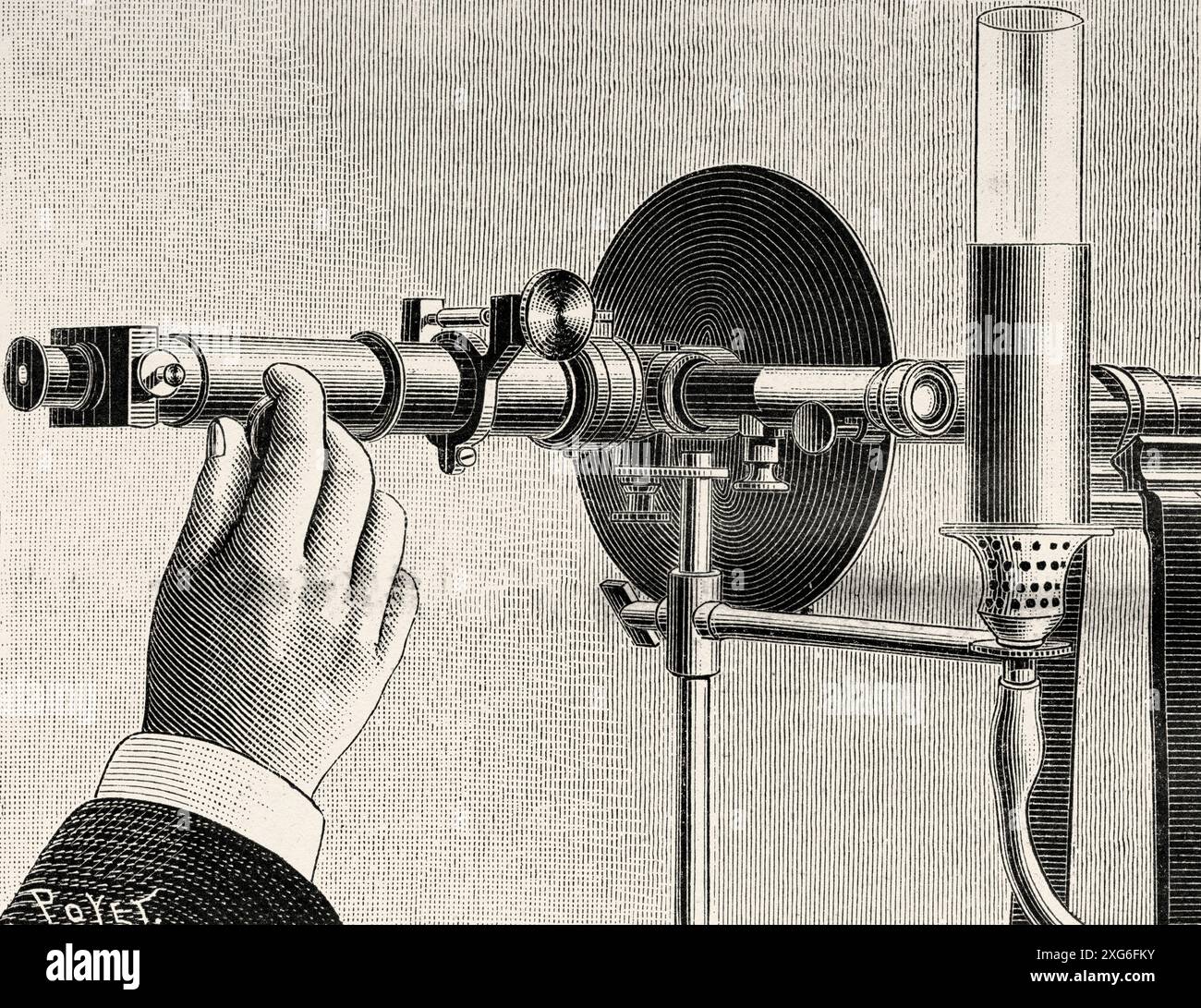 Absorption spectroscope designed by Maurice de Thierry. Old 19th ...
