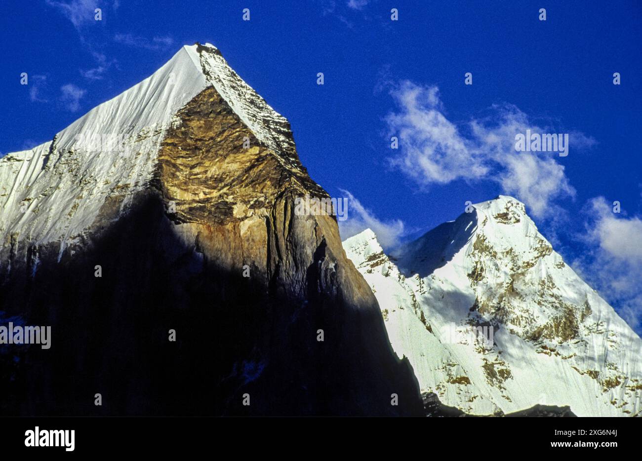 Peaks Bhagirathi Parbat (6856m.) . Himalaya Garhwal. Uttar Pradesh.India.Asia. Stock Photo