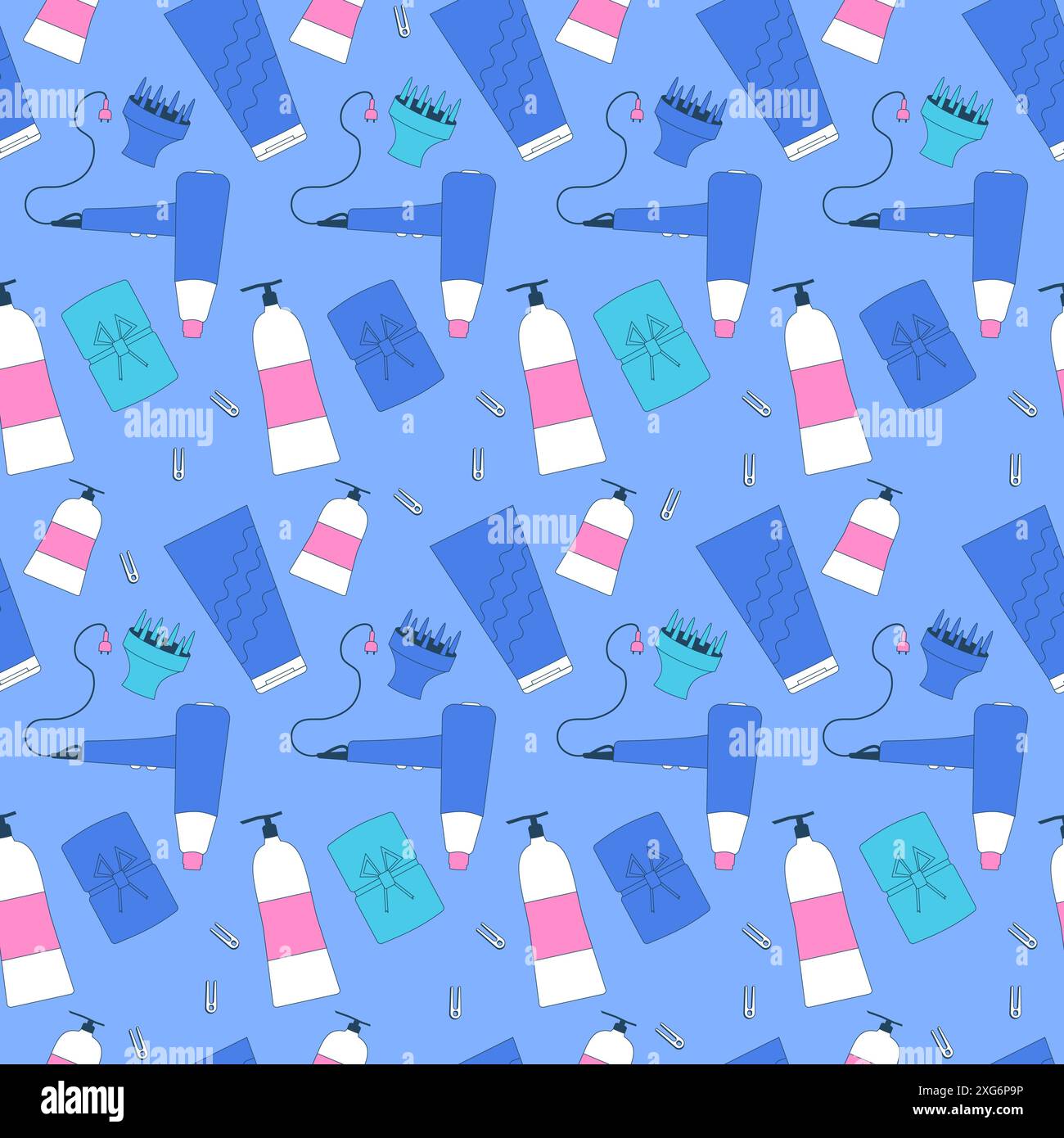 Curly girl method seamless pattern. Hair styling products for wavy hair ...