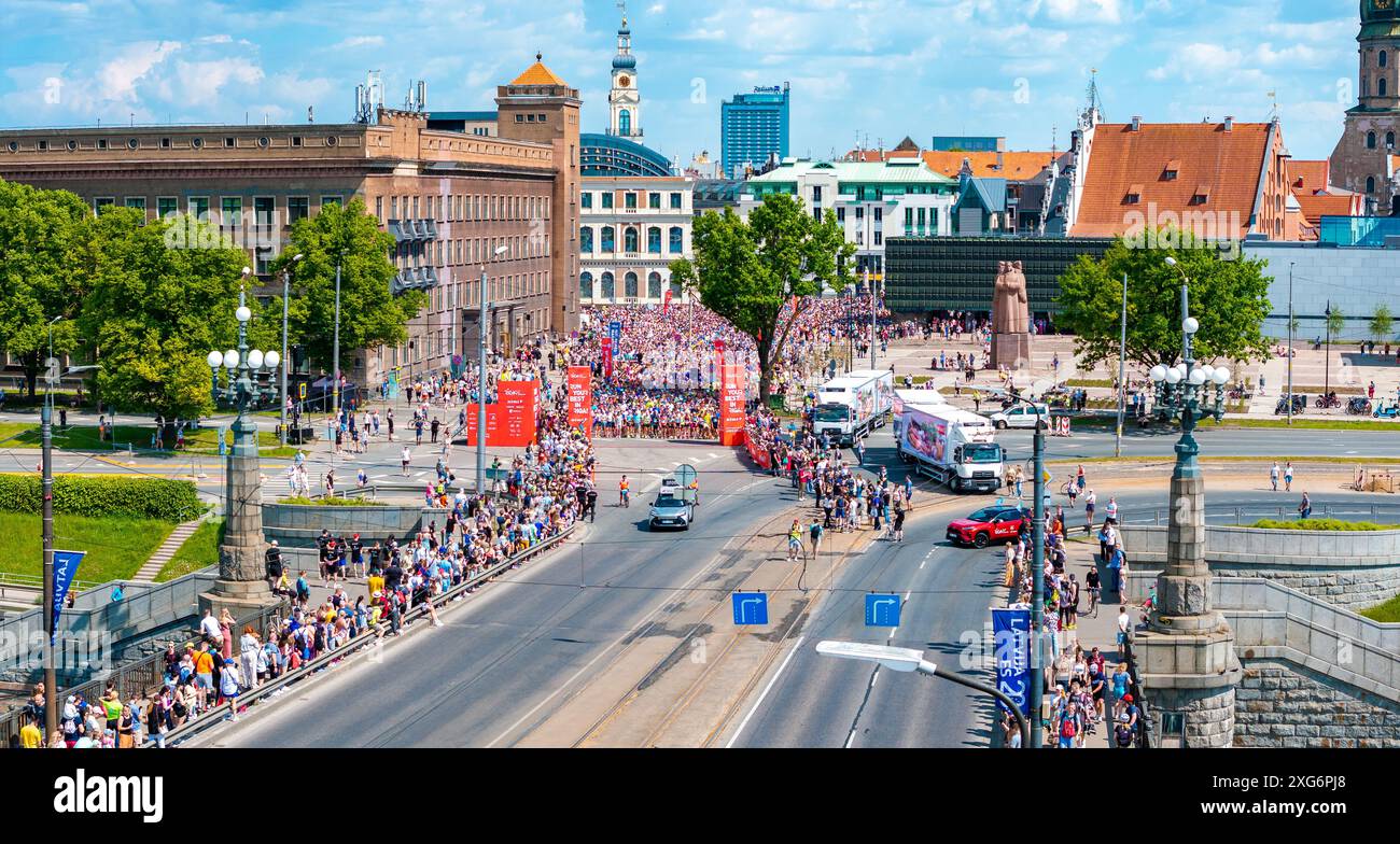 Aerial View of Runners in Riga Rimi Marathon 2024 with Old Town ...