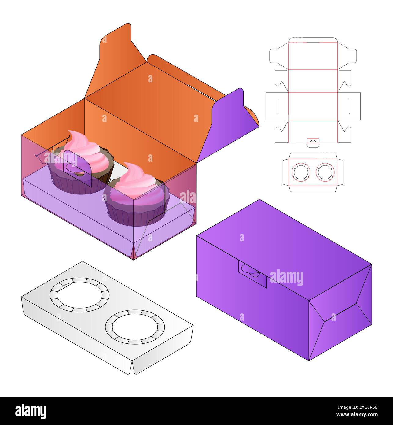 Box packaging die cut template design. 3d mock-up Stock Vector Image ...