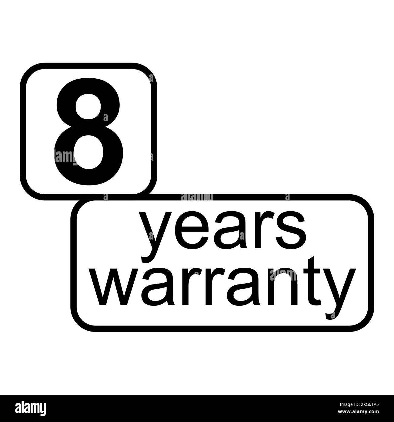 Eight years warranty icon, badge seal guarantee certificate customer ...
