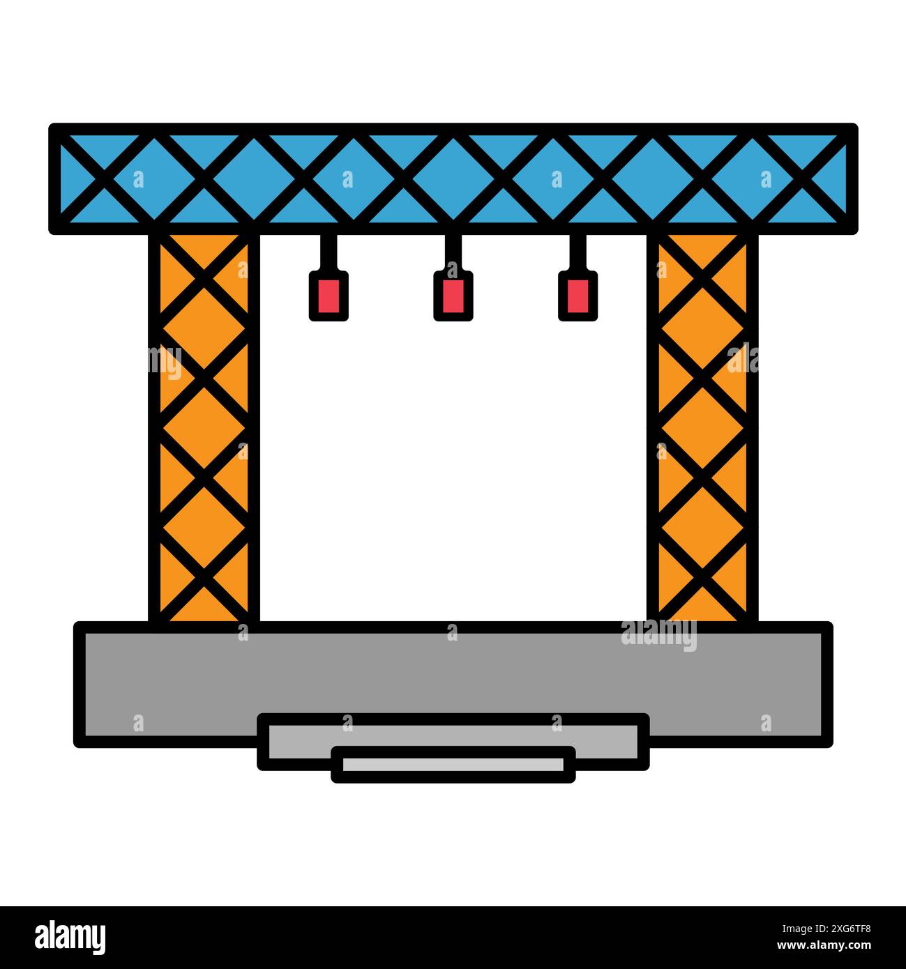 Stage scene constructions icon, web frame podium sign, show design vector illustration . Stock Vector