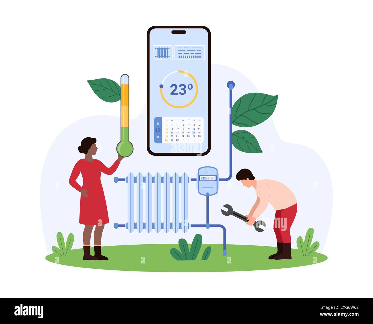 Payment of utility bill in mobile app, temperature control in living