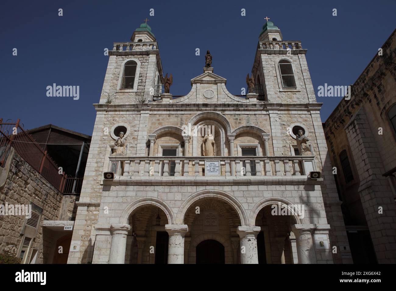 Franciscan Catholic Wedding Church in Kafr Kanna built to commemorate Christ first miracle after being baptised in Jordan River turning water to wine. Stock Photo