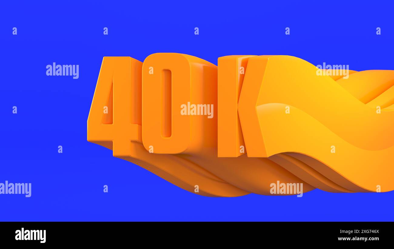 Yellowish Orange 40k Lettering with 3D Extrude Wavy Text Effect Against ...