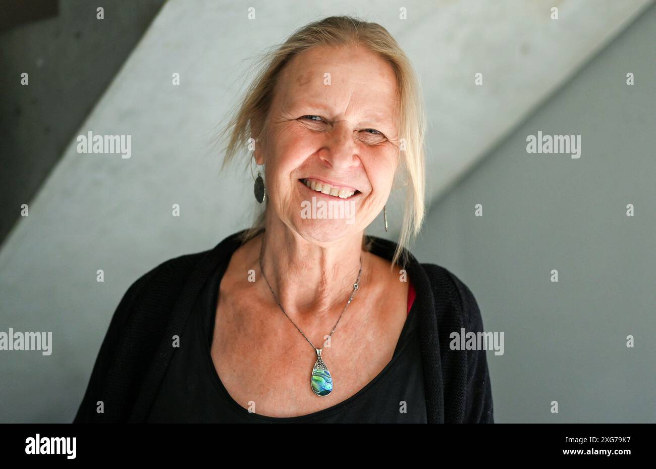 07 July 2024, Brandenburg, Potsdam: Cornelia Funke, author of books for children and young people, smiles at the Potsdam literature festival 'LIT:potsdam'. Photo: Jens Kalaene/dpa Stock Photo