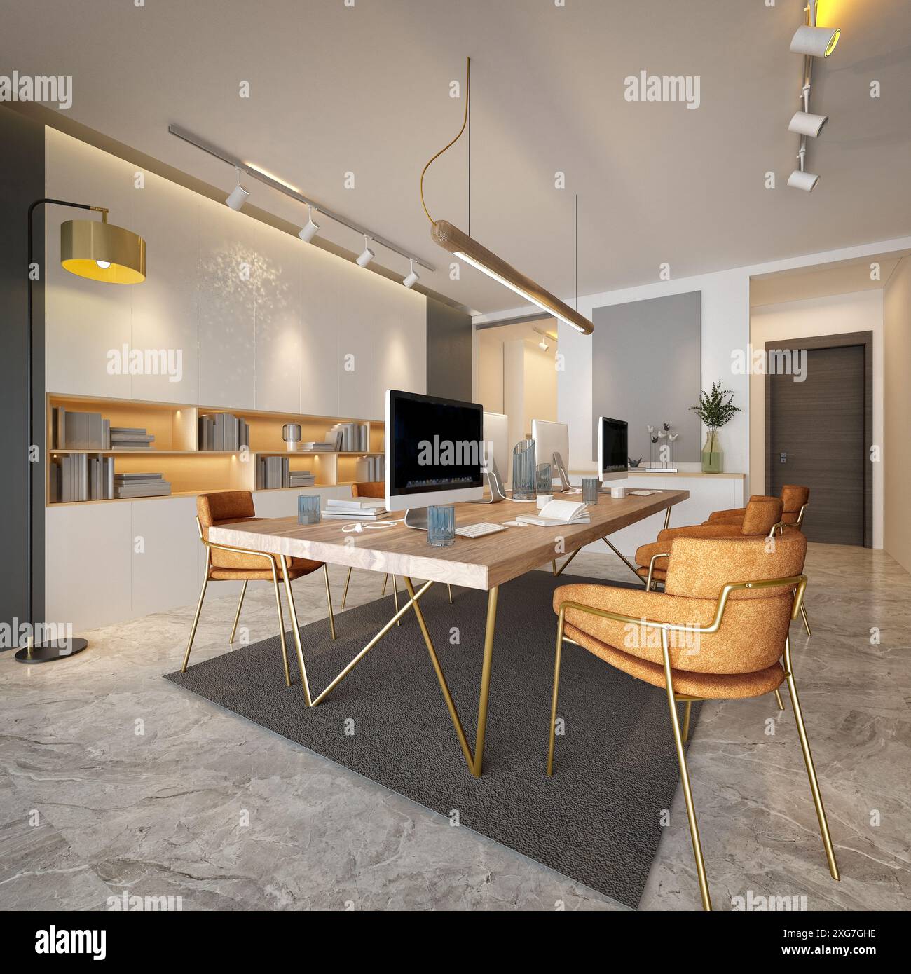 3d render office interior Stock Photo - Alamy