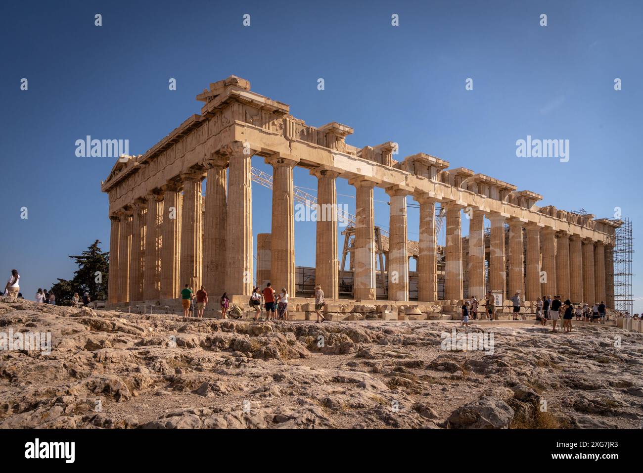 The Parthenon, a Greek temple dedicated to the goddess Athena, inside ...