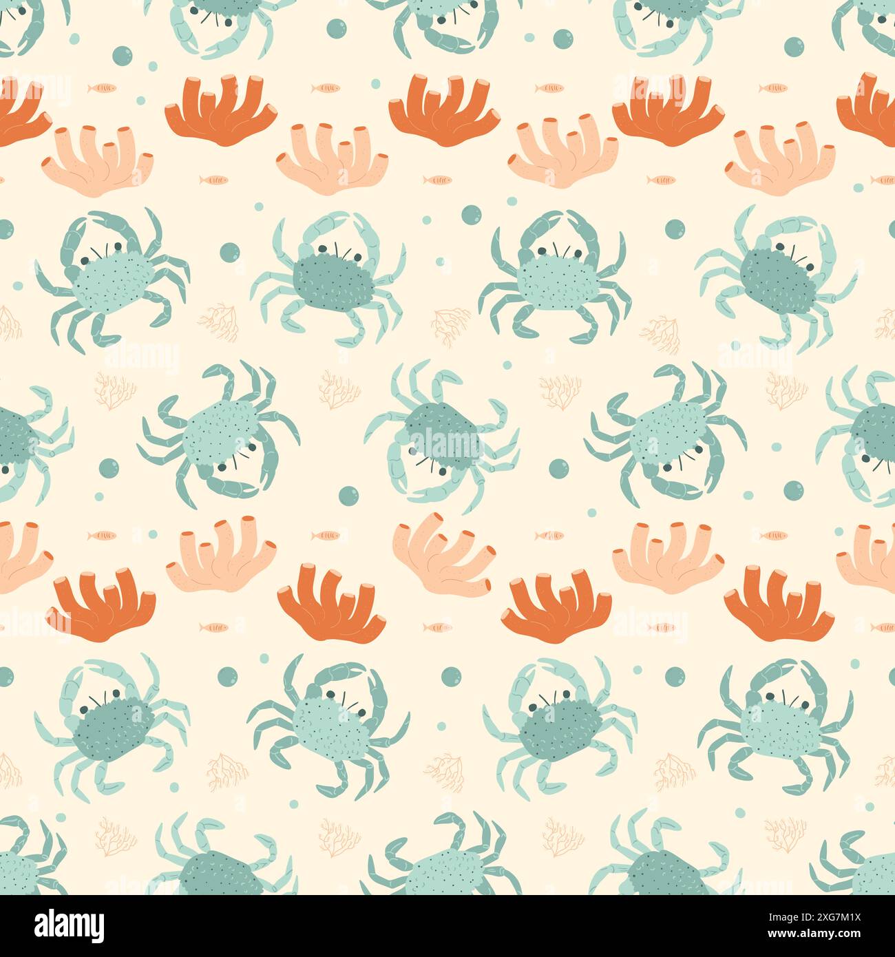 Crustacean Shell Patterning Crabs and corals seamless pattern. Underwater world endless background ...