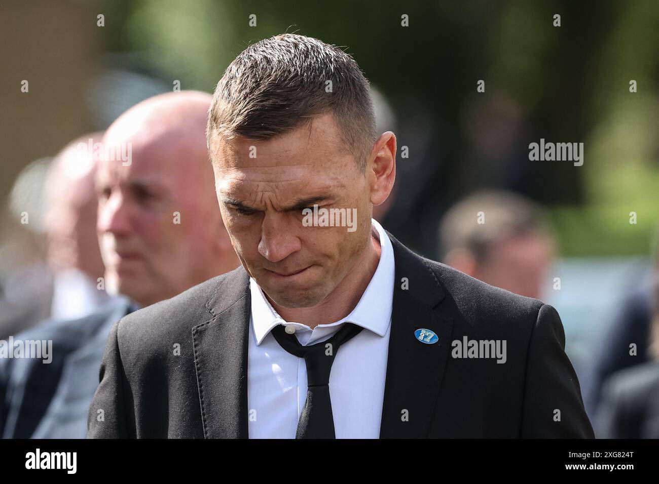 Kevin Sinfield leaves Pontefract Crematorium after Rob CBE Burrow Funeral at Pontefract Crematorium, Pontefract, United Kingdom, 7th July 2024  (Photo by Mark Cosgrove/News Images) Stock Photo