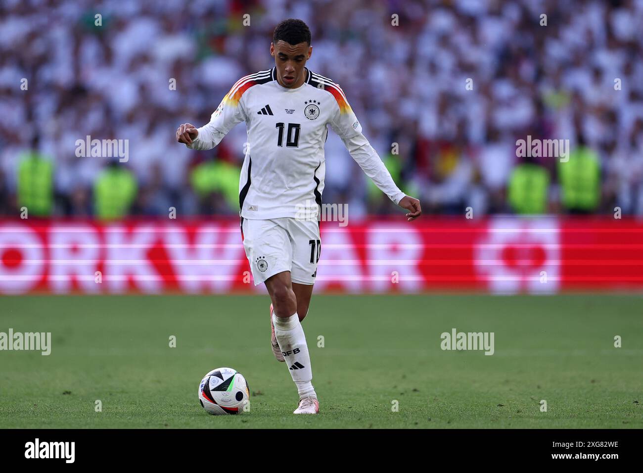 Jamal Musiala of Germany in action during the Uefa Euro 2024 quarter