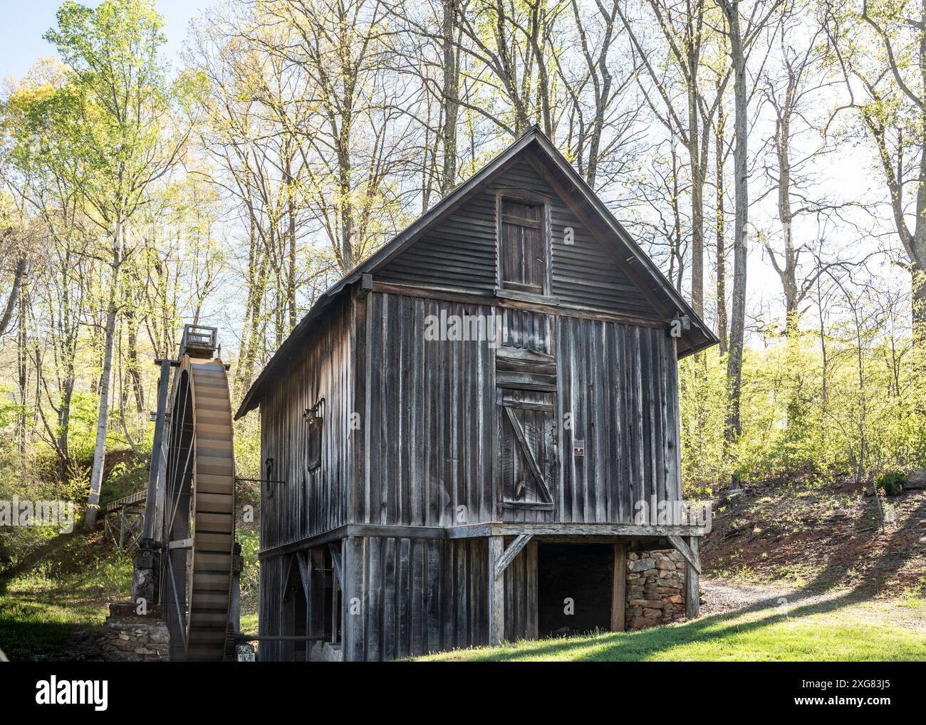 Waynesville, North Carolina - April 22, 2024: Historic Francis Grist Mill in Waynesville North Carolina Stock Photo