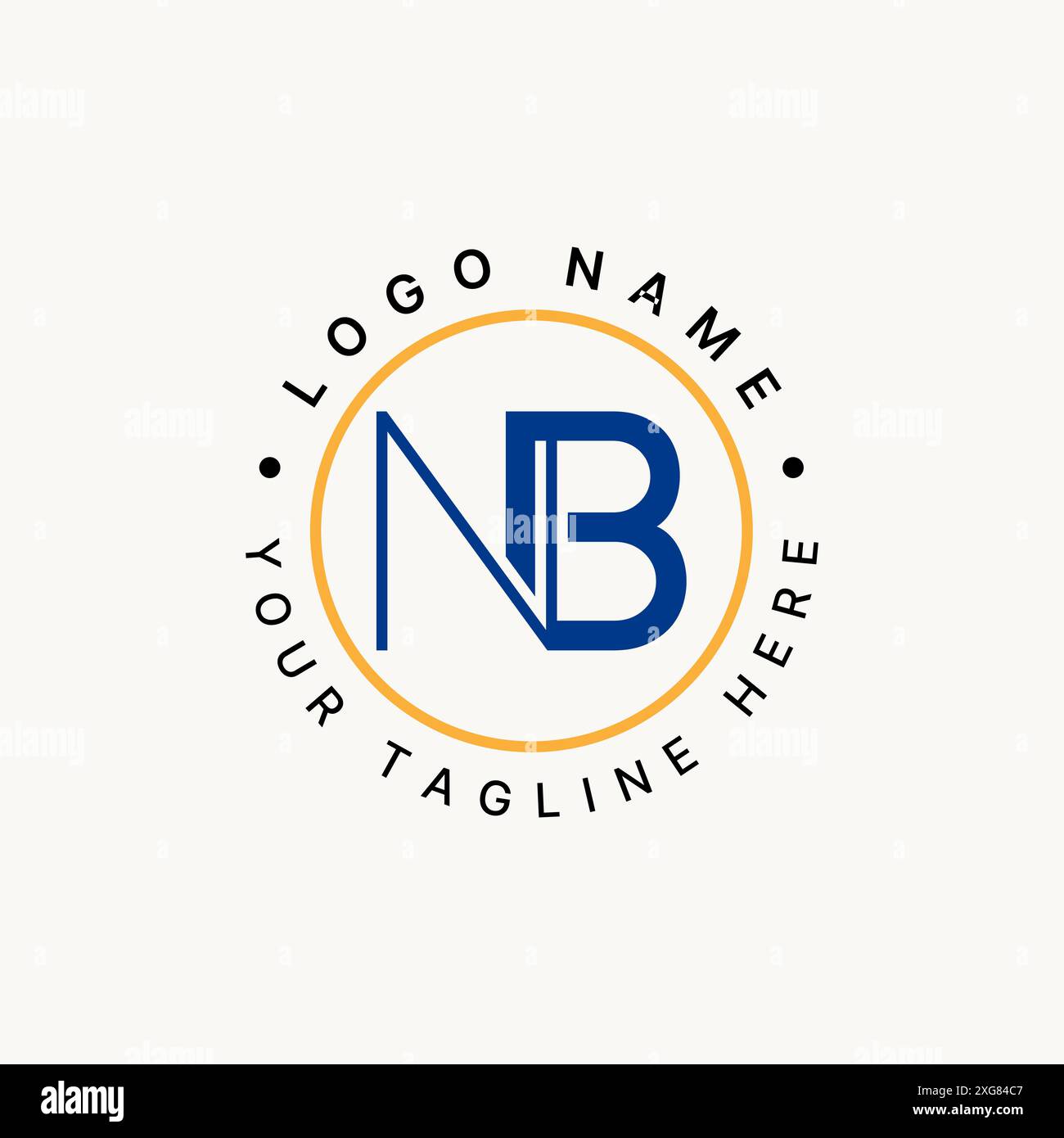 Logo design graphic concept creative premium vector stock initial NB sans serif font cut connect square line. Related to monogram typography branding Stock Vector