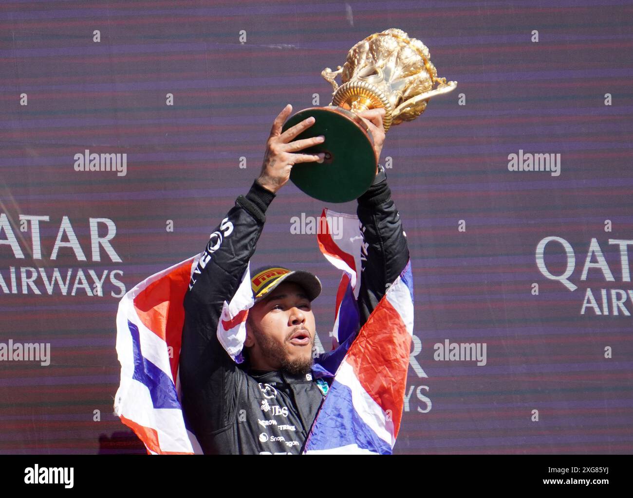 Mercedes' Lewis Hamilton celebrates winning the British Grand Prix at ...