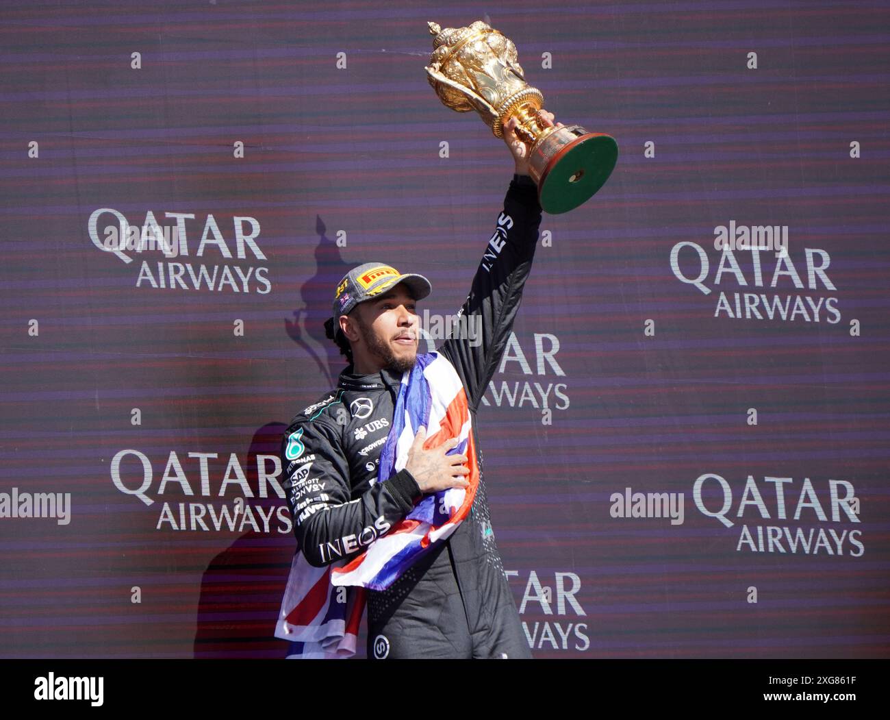 Mercedes' Lewis Hamilton celebrates winning the British Grand Prix at ...