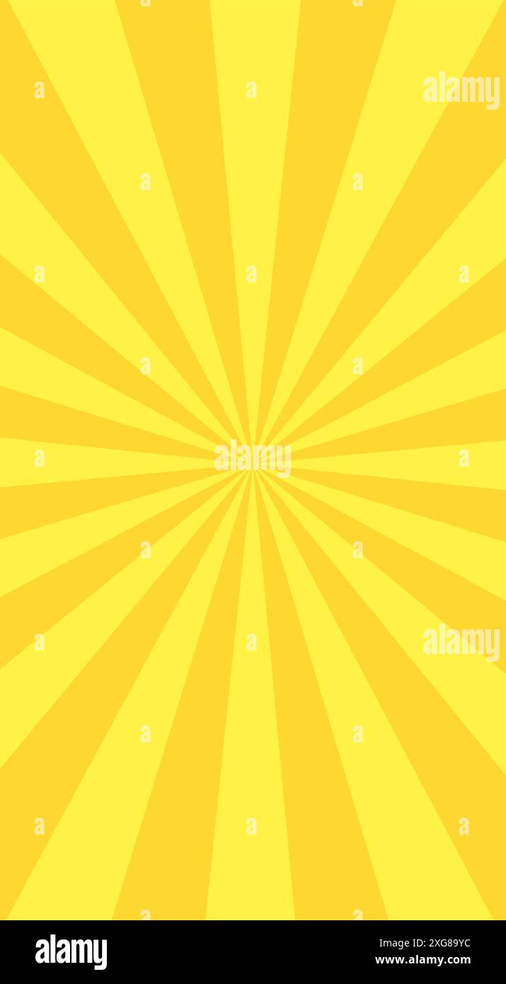 Yellow vertical banner with Sun rays, cellphone background, lines background, light Stock Vector