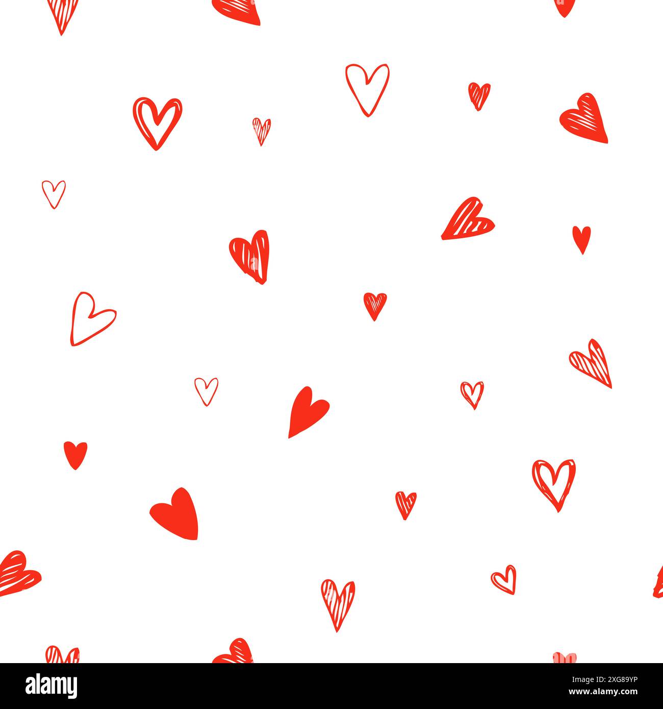 Valentine red hearts seamless pattern texture Stock Vector