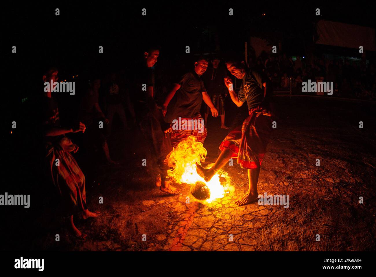 FIRE SOCCER GAME People play fire soccer in Bandung, West Java ...
