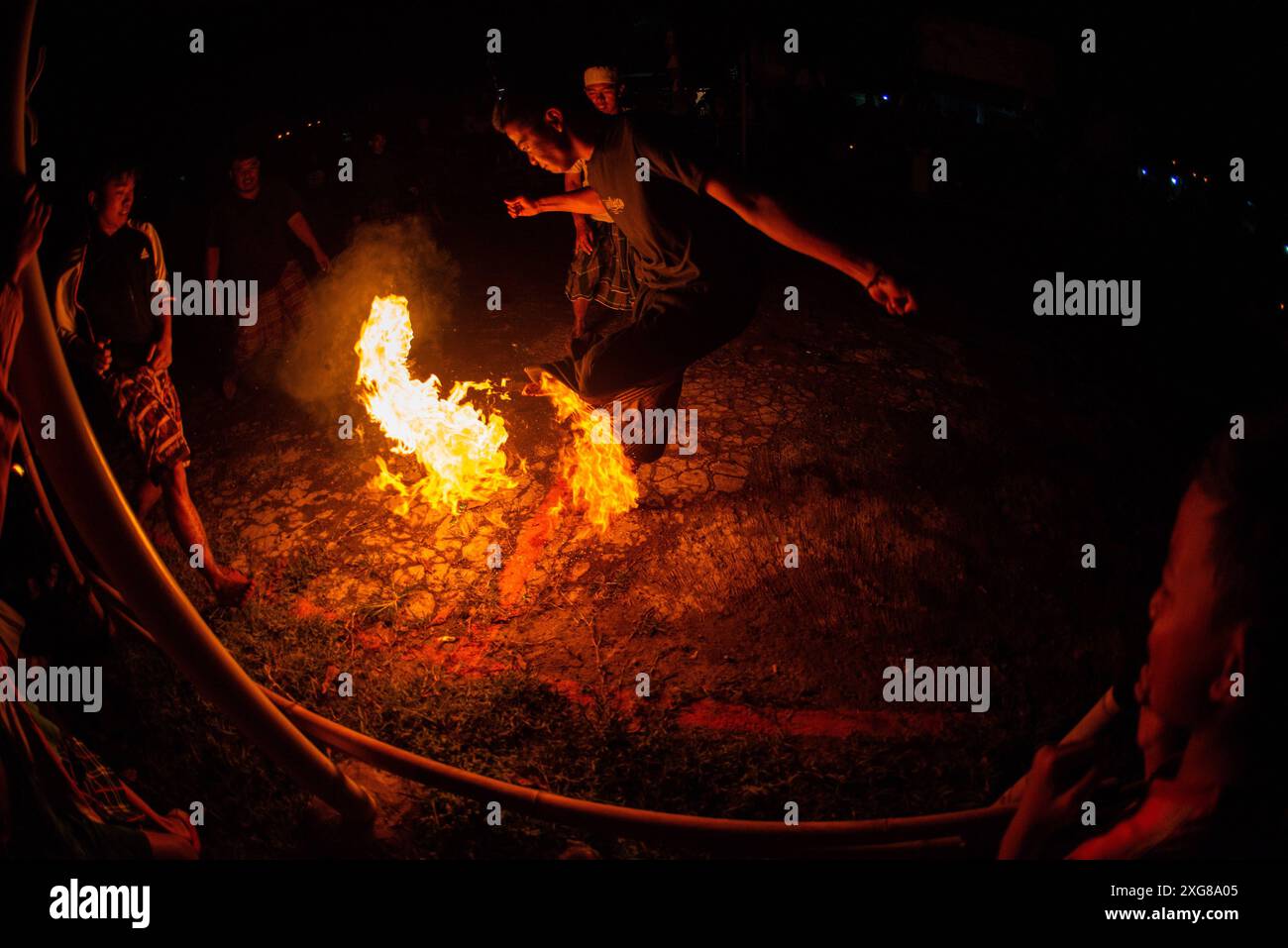 FIRE SOCCER GAME People play fire soccer in Bandung, West Java ...