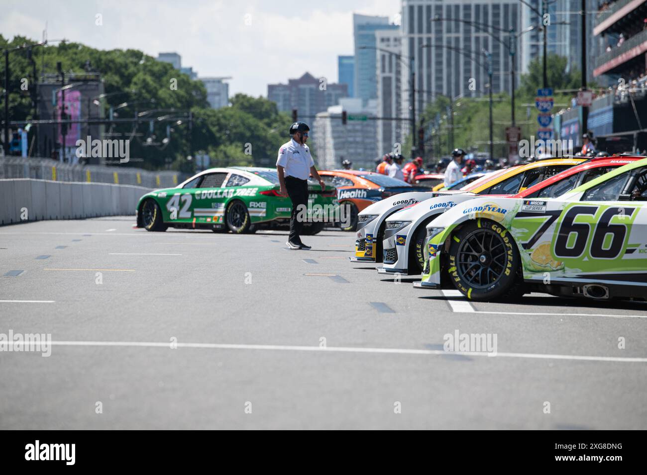 NASCAR Chicago Street race, Grant Park 165, first day of street racing ...
