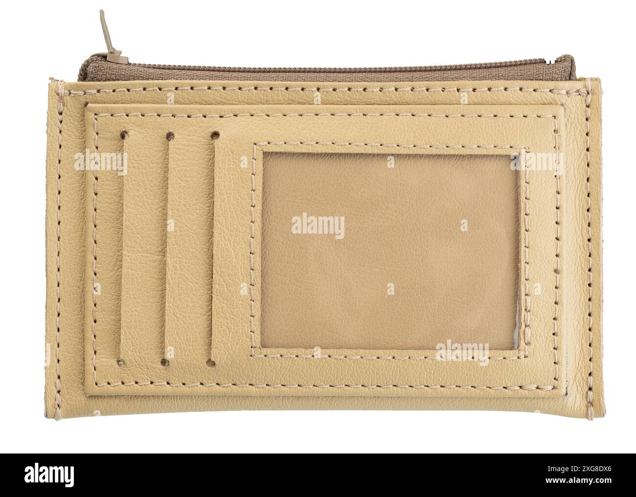 Brown leather card holder empty waller isolated on white studio background Stock Photo