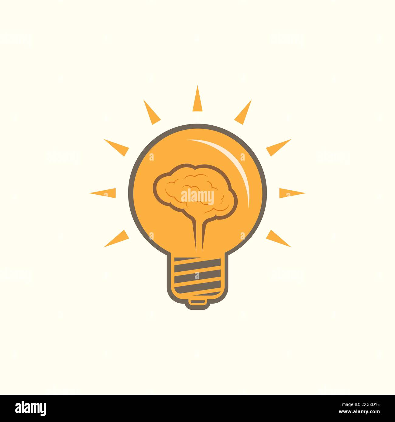 Light bulb with a brain inside, creating ideas, creative concept. Suitable for various related projects Stock Vector
