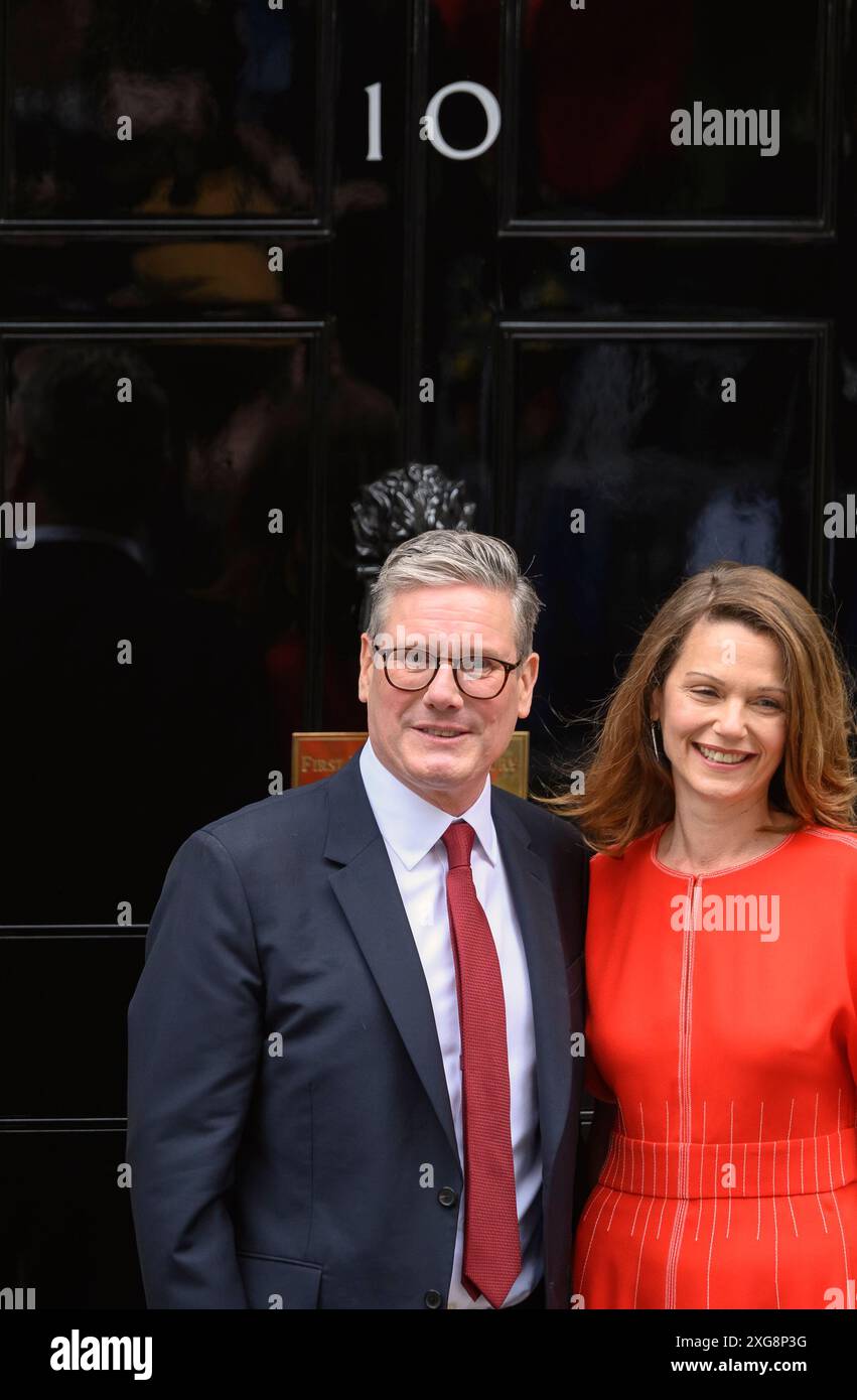 Sir Keir Starmer with his wife Victoria in Downing Street the day after
