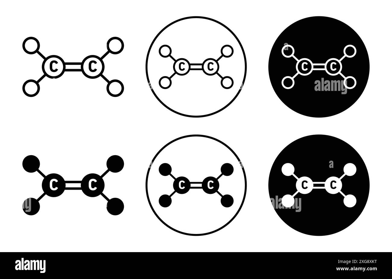 Ethylene molecule icon vector logo set collection for web app ui Stock Vector