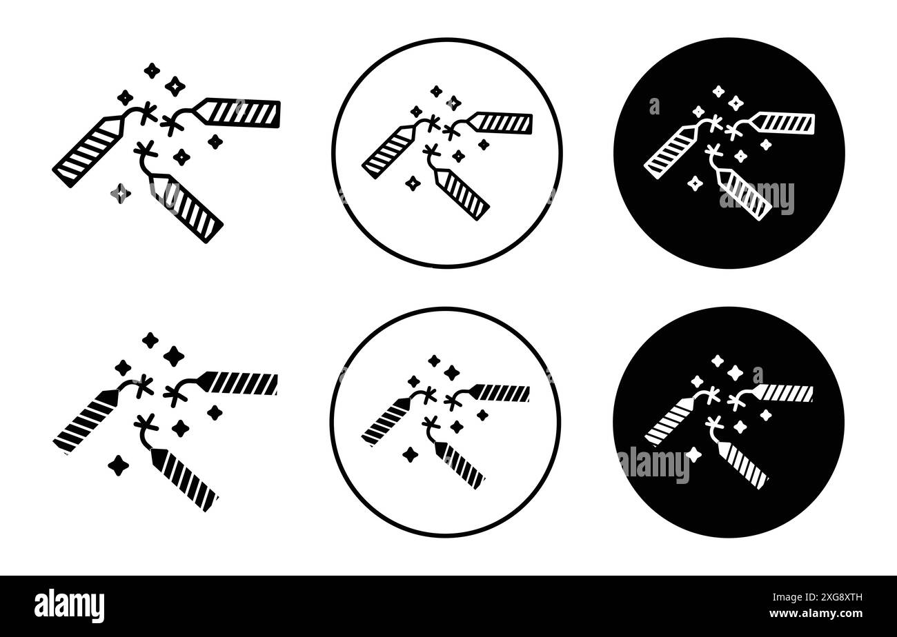 Explosive firecracker icon vector logo set collection for web app ui Stock Vector