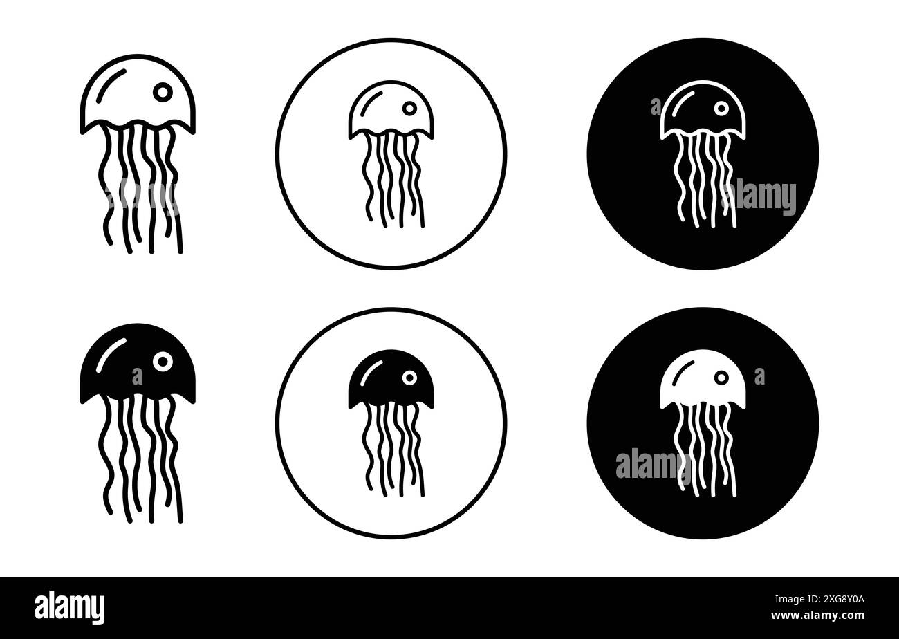 Jellyfish icon vector logo set collection for web app ui Stock Vector ...