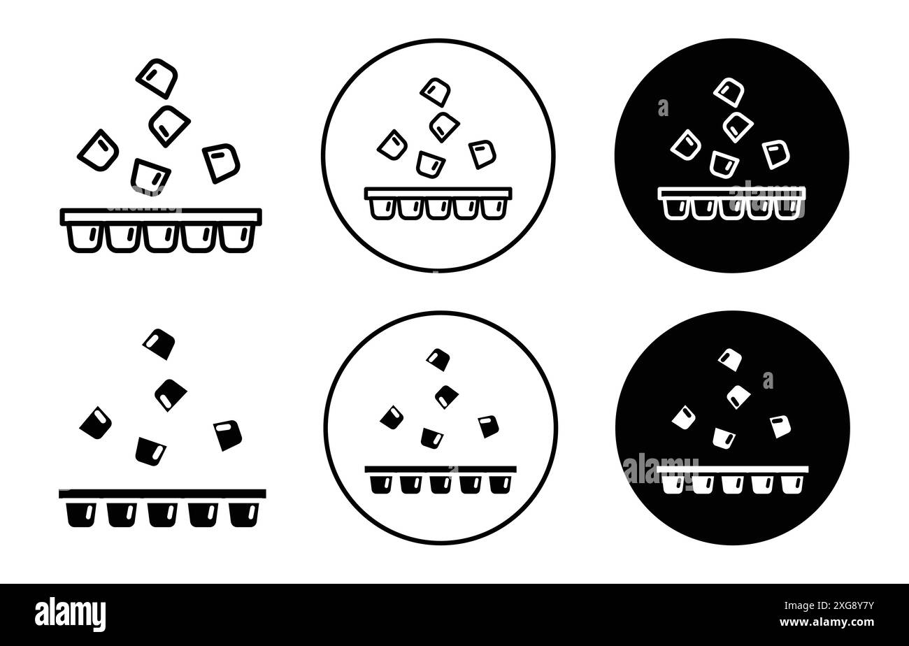 Ice cube plastic container icon vector logo set collection for web app ui Stock Vector