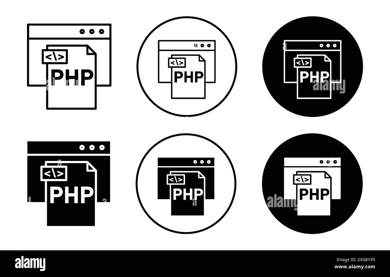 php icon vector logo set collection for web app ui Stock Vector Image ...