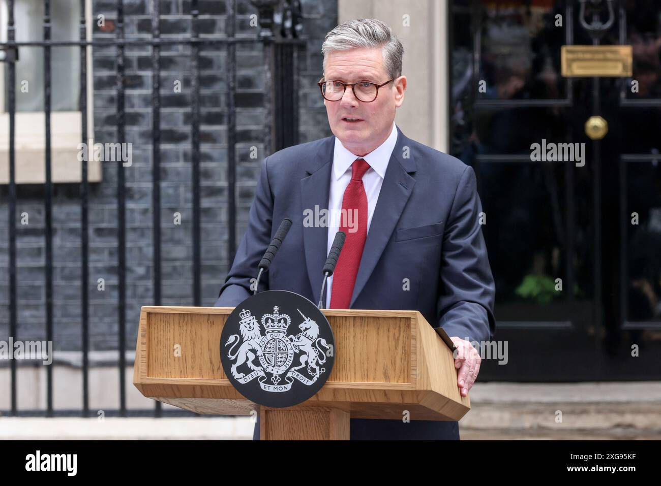 Incoming Prime Minister Sir Keir Starmer delivers a speech on Downing ...