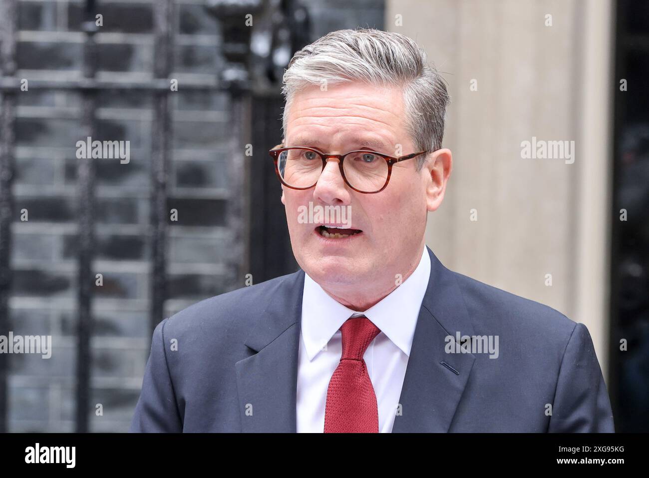 Incoming Prime Minister Sir Keir Starmer delivers a speech on Downing ...