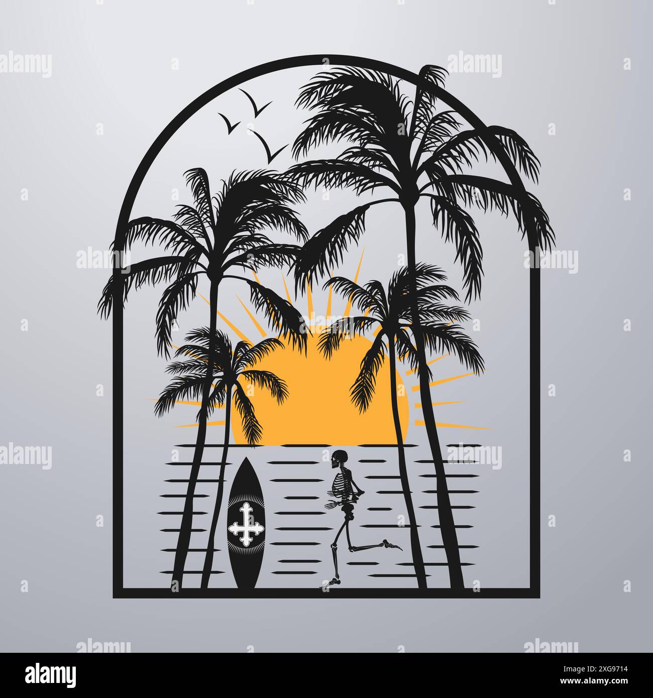 Summer Time On The Beach Poster Artwork Stock Vector Image & Art - Alamy